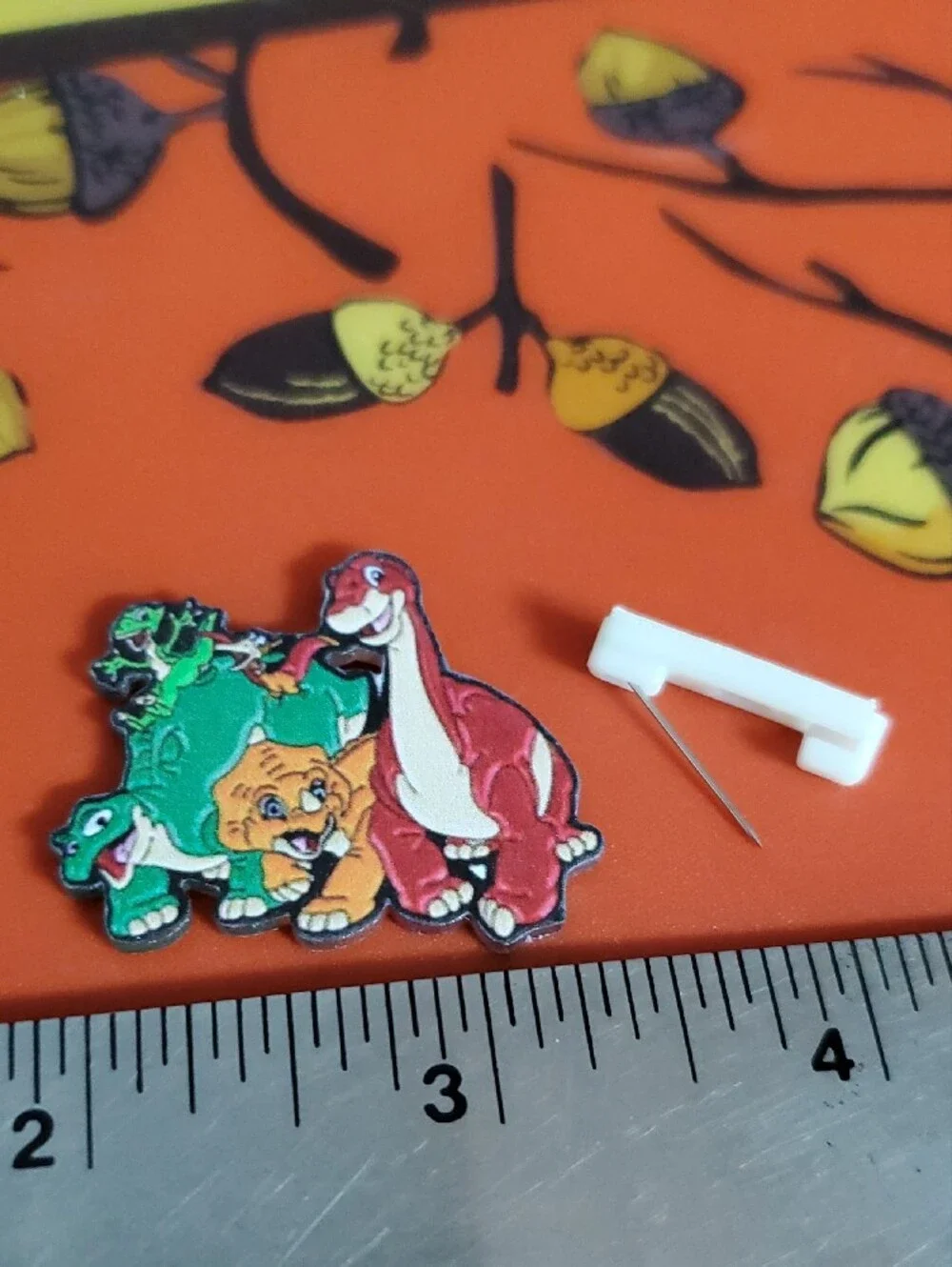 The Land Before Time Character Acrylic Pin - Colorful Dino Trio